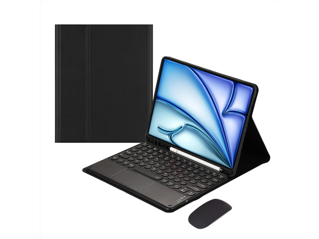 Magnetically Detachable Touch Bluetooth Keyboard Case with Mouse for iPad Air 11' M3(2025)/M2(2024), iPad Air 5th/4th Gen 10.9' (2022/2020),Black