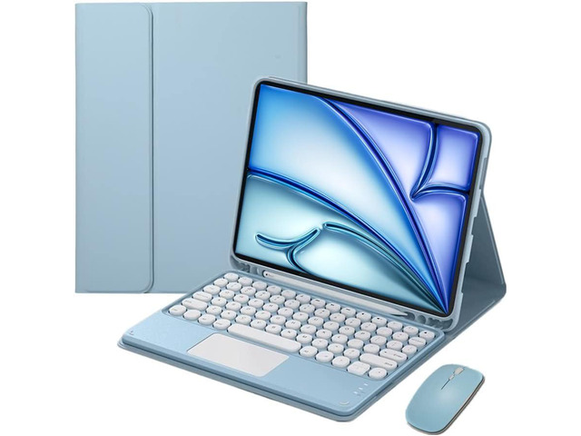 Magnetically Detachable Touch Bluetooth Keyboard Case with Mouse for iPad Air 11' M3(2025)/M2(2024), iPad Air 5th/4th Gen 10.9' (2022/2020),Blue