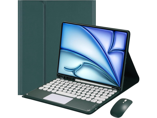 Magnetically Detachable Touch Bluetooth Keyboard Case with Mouse for iPad Air 11' M3(2025)/M2(2024), iPad Air 5th/4th Gen 10.9' (2022/2020),Dark Green
