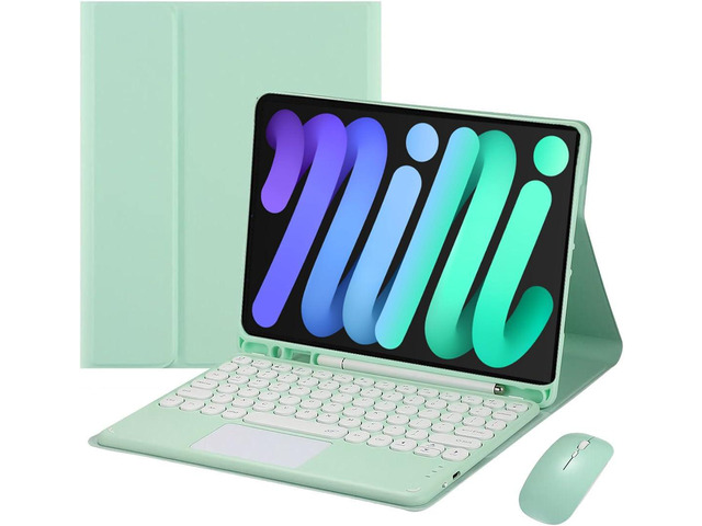 Magnetically Detachable Touch Bluetooth Keyboard Case with Mouse, Compatible with iPad mini 7 (A17 Pro) 2024 & iPad mini 6 8.3 Inch, Green
