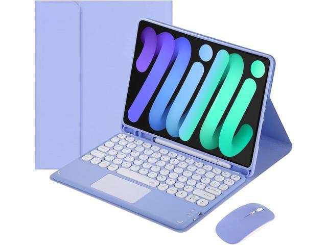 Magnetically Detachable Touch Bluetooth Keyboard Case with Mouse, Compatible with iPad mini 7 (A17 Pro) 2024 & iPad mini 6 8.3 Inch, Purple