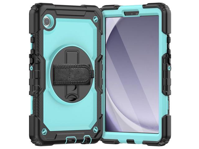 Heavy Duty Shockproof Protective Case with Screen Protector, 360° Rotating Stand, Hand & Shoulder Strap for Samsung Galaxy Tab A9 8.7-inch...