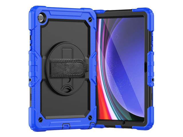Heavy Duty Shockproof Protective Case with Screen Protector, 360° Rotating Stand, Hand & Shoulder Strap for Samsung Galaxy Tab A9+ Plus 11-inch...
