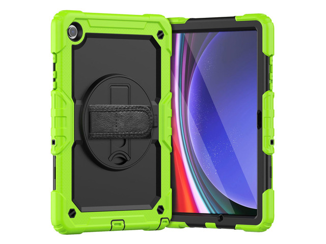 Heavy Duty Shockproof Protective Case with Screen Protector, 360Â° Rotating Stand, Hand & Shoulder Strap for Samsung Galaxy Tab A9+ Plus 11-inch...