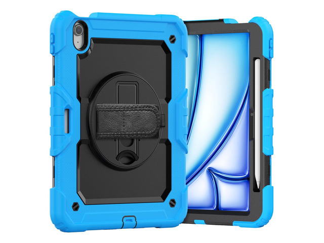 Heavy Duty Shockproof Protective Case with Screen Protector, 360° Rotating Stand, Hand & Shoulder Strap for iPad Air 11-inch M3 (2025) / M2 (2024),...