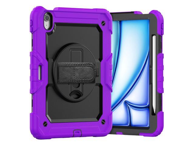 Heavy Duty Shockproof Protective Case with Screen Protector, 360° Rotating Stand, Hand & Shoulder Strap for iPad Air 11-inch M3 (2025) / M2 (2024),...