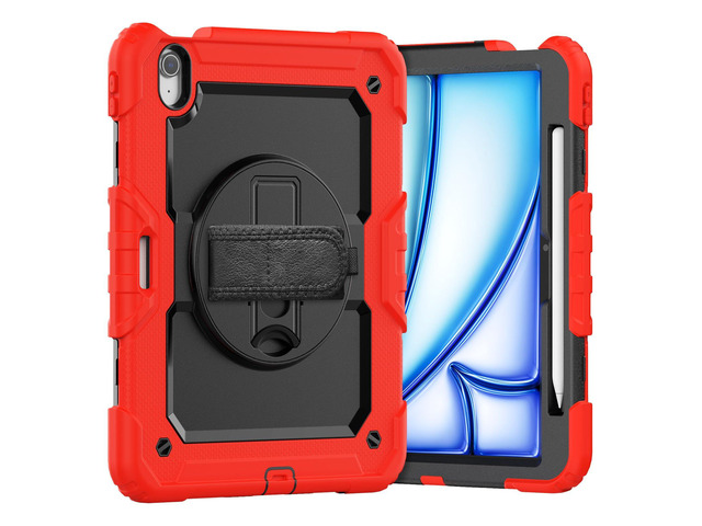 Heavy Duty Shockproof Protective Case with Screen Protector, 360° Rotating Stand, Hand & Shoulder Strap for iPad Air 11-inch M3 (2025) / M2 (2024),...