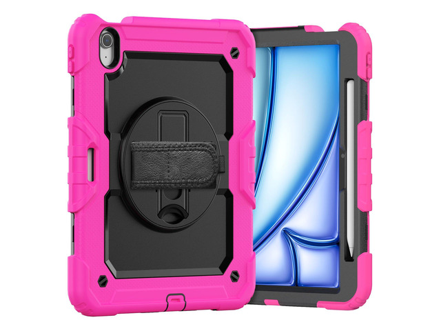 Heavy Duty Shockproof Protective Case with Screen Protector, 360° Rotating Stand, Hand & Shoulder Strap for iPad Air 11-inch M3 (2025) / M2 (2024),...