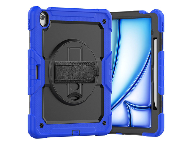 Heavy Duty Shockproof Protective Case with Screen Protector, 360° Rotating Stand, Hand & Shoulder Strap for iPad Air 13-inch M3 (2025) / M2 (2024)...