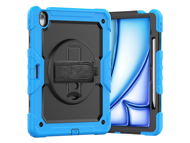 Heavy Duty Shockproof Protective Case with Screen Protector, 360° Rotating Stand, Hand & Shoulder Strap for iPad Air 13-inch M3 (2025) / M2 (2024)...