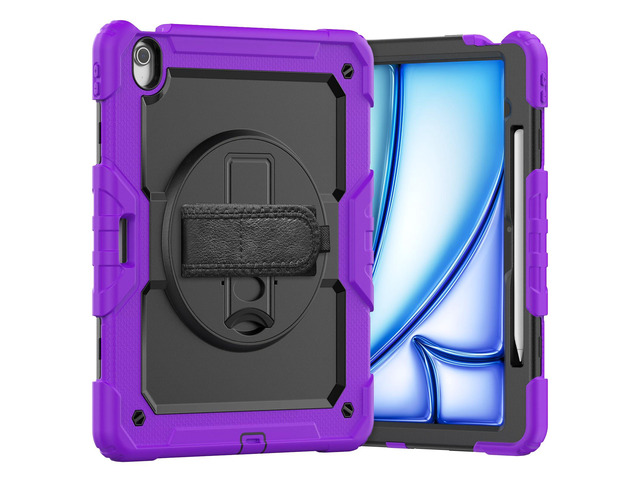 Heavy Duty Shockproof Protective Case with Screen Protector, 360° Rotating Stand, Hand & Shoulder Strap for iPad Air 13-inch M3 (2025) / M2 (2024)...