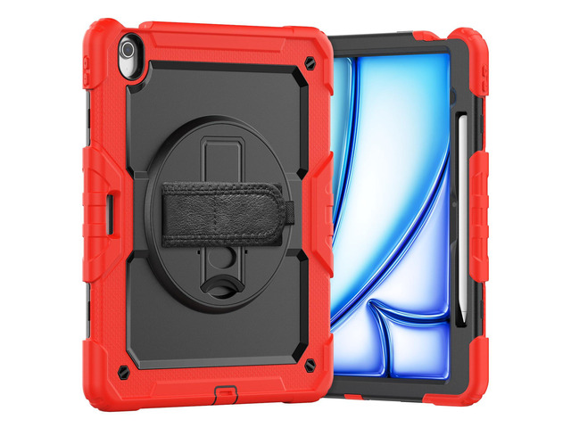 Heavy Duty Shockproof Protective Case with Screen Protector, 360° Rotating Stand, Hand & Shoulder Strap for iPad Air 13-inch M3 (2025) / M2 (2024)...