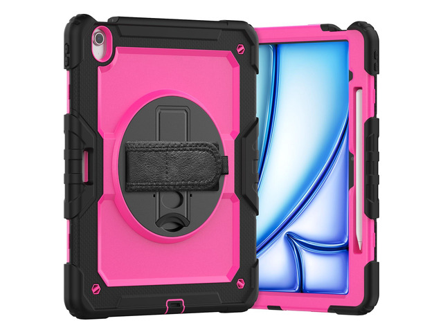 Heavy Duty Shockproof Protective Case with Screen Protector, 360° Rotating Stand, Hand & Shoulder Strap for iPad Air 13-inch M3 (2025) / M2 (2024)...