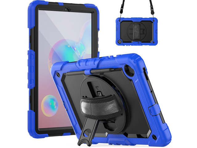 Heavy Duty Shockproof Protective Case with Screen Protector, 360° Rotating Stand, Hand & Shoulder Strap for Samsung Galaxy Tab S6 Lite 10.4'',...