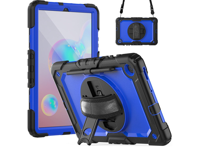 Heavy Duty Shockproof Protective Case with Screen Protector, 360° Rotating Stand, Hand & Shoulder Strap for Samsung Galaxy Tab S6 Lite 10.4'',...