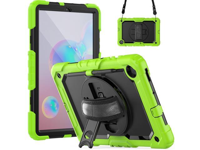Heavy Duty Shockproof Protective Case with Screen Protector, 360° Rotating Stand, Hand & Shoulder Strap for Samsung Galaxy Tab S6 Lite 10.4'',...