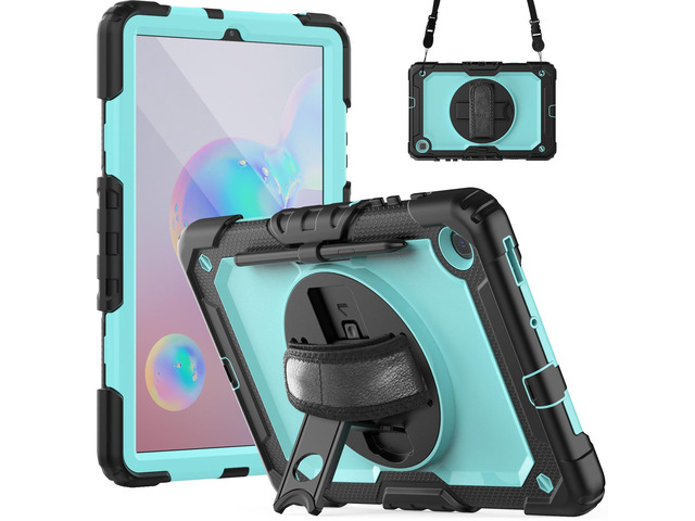 Heavy Duty Shockproof Protective Case with Screen Protector, 360° Rotating Stand, Hand & Shoulder Strap for Samsung Galaxy Tab S6 Lite 10.4'',...