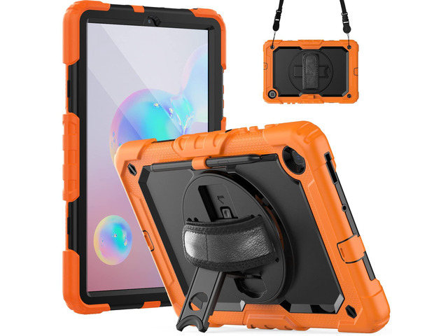 Heavy Duty Shockproof Protective Case with Screen Protector, 360° Rotating Stand, Hand & Shoulder Strap for Samsung Galaxy Tab S6 Lite 10.4'',...
