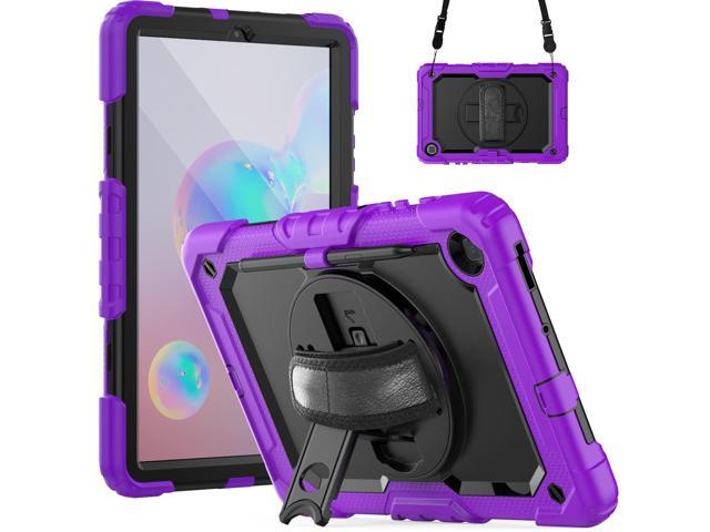 Heavy Duty Shockproof Protective Case with Screen Protector, 360° Rotating Stand, Hand & Shoulder Strap for Samsung Galaxy Tab S6 Lite 10.4'',...