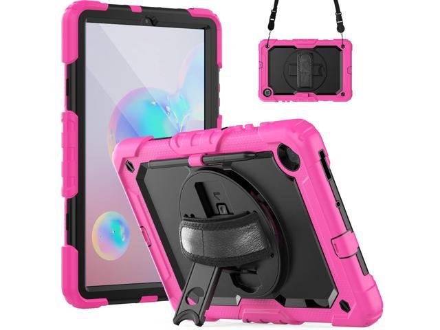 Heavy Duty Shockproof Protective Case with Screen Protector, 360° Rotating Stand, Hand & Shoulder Strap for Samsung Galaxy Tab S6 Lite 10.4'',...
