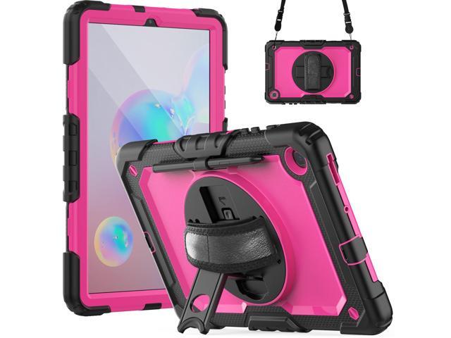 Heavy Duty Shockproof Protective Case with Screen Protector, 360° Rotating Stand, Hand & Shoulder Strap for Samsung Galaxy Tab S6 Lite 10.4'',...