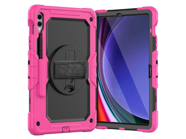 Heavy Duty Shockproof Protective Case with Screen Protector, 360° Rotating Stand, Hand & Shoulder Strap for Samsung Galaxy Tab S10 Plus 12.4 Inch...