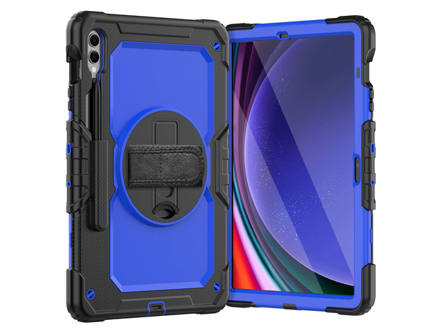 Heavy Duty Shockproof Protective Case with Screen Protector, 360° Rotating Stand, Hand & Shoulder Strap for Samsung Galaxy Tab S10 Plus 12.4 Inch...