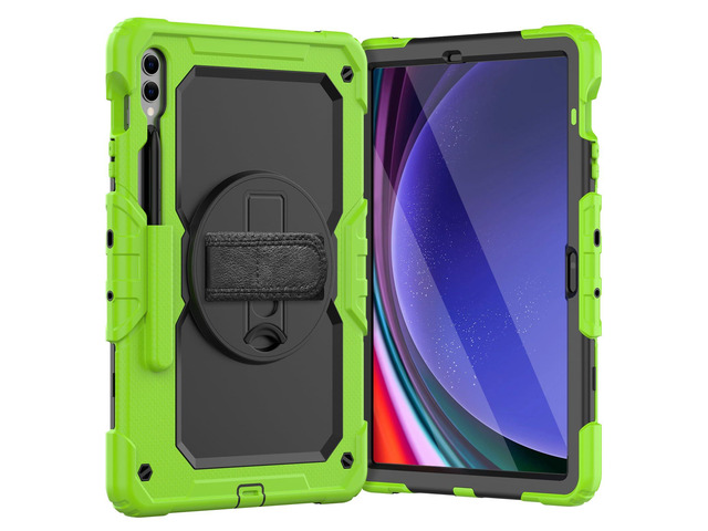 Heavy Duty Shockproof Protective Case with Screen Protector, 360Â° Rotating Stand, Hand & Shoulder Strap for Samsung Galaxy Tab S10 Plus 12.4 Inch...