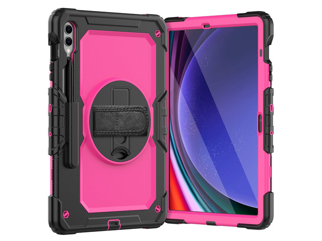 Heavy Duty Shockproof Protective Case with Screen Protector, 360° Rotating Stand, Hand & Shoulder Strap for Samsung Galaxy Tab S10 Plus 12.4 Inch...