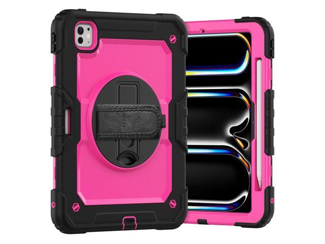 Heavy Duty Shockproof Protective Case with Screen Protector, 360° Rotating Stand, Hand & Shoulder Strap for iPad Pro 11 inch (M4) 5th Generation...