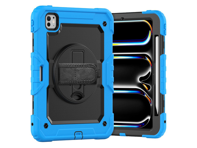 Heavy Duty Shockproof Protective Case with Screen Protector, 360° Rotating Stand, Hand & Shoulder Strap for iPad Pro 11 inch (M4) 5th Generation...