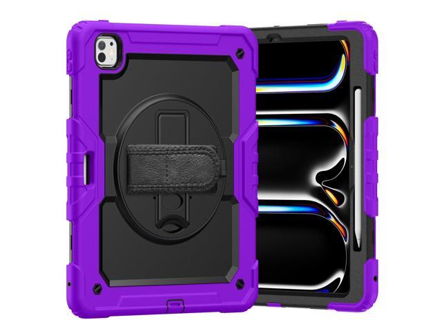 Heavy Duty Shockproof Protective Case with Screen Protector, 360° Rotating Stand, Hand & Shoulder Strap for iPad Pro 13 Inch 2024 M4 (7th...