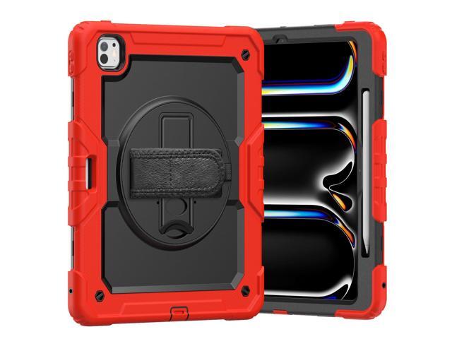 Heavy Duty Shockproof Protective Case with Screen Protector, 360° Rotating Stand, Hand & Shoulder Strap for iPad Pro 13 Inch 2024 M4 (7th...