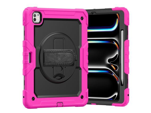 Heavy Duty Shockproof Protective Case with Screen Protector, 360° Rotating Stand, Hand & Shoulder Strap for iPad Pro 13 Inch 2024 M4 (7th...