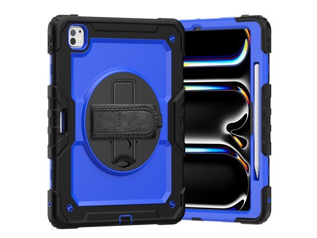 Heavy Duty Shockproof Protective Case with Screen Protector, 360° Rotating Stand, Hand & Shoulder Strap for iPad Pro 13 Inch 2024 M4 (7th...