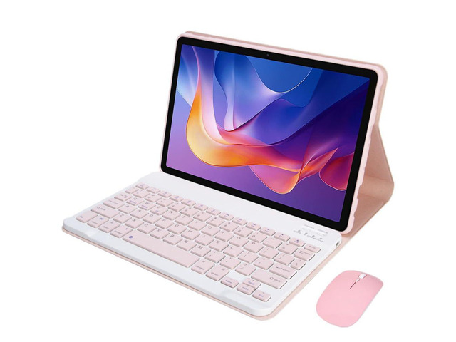 Detachable Rechargeable Stand Keyboard Case with English Keyboard & Mouse for 11 Inch Xiaomi Redmi Pad 2 2025, Pink