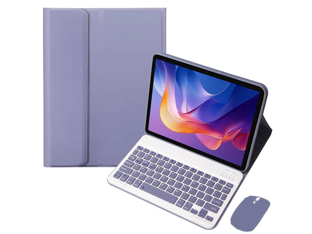 Detachable Rechargeable Stand Keyboard Case with English Keyboard & Mouse for 11 Inch Xiaomi Redmi Pad 2 2025, Lavender Gray