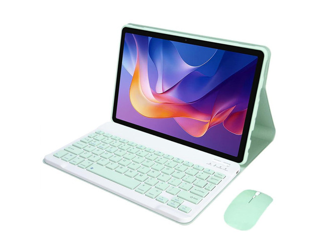 Detachable Rechargeable Stand Keyboard Case with English Keyboard & Mouse for 11 Inch Xiaomi Redmi Pad 2 2025, Mint