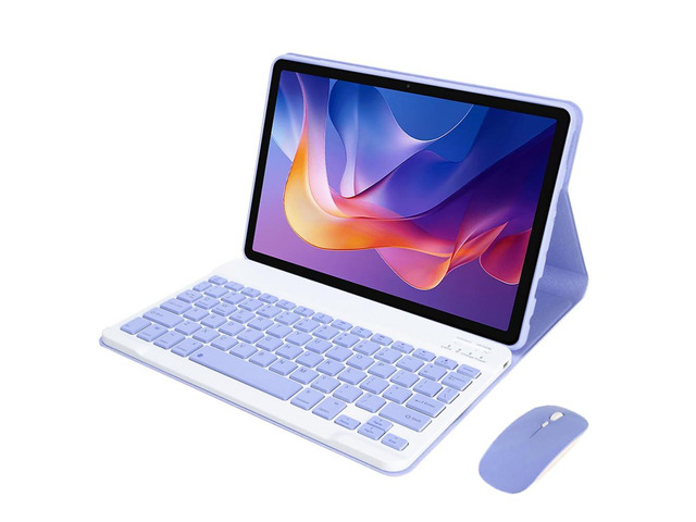 Detachable Rechargeable Stand Keyboard Case with English Keyboard & Mouse for 11 Inch Xiaomi Redmi Pad 2 2025, Purple