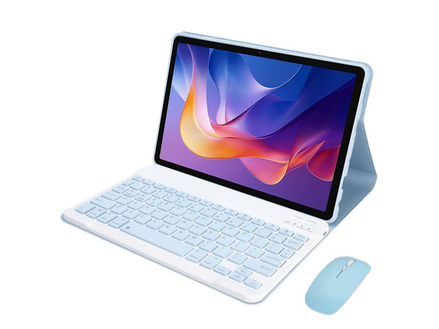 Detachable Rechargeable Stand Keyboard Case with English Keyboard & Mouse for 11 Inch Xiaomi Redmi Pad 2 2025, Sky Blue