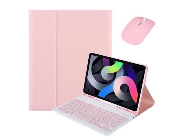 Detachable Wireless Bluetooth English Keyboard & Mouse Folio Case, Ultra-Slim Protective Cover with Pencil Holder and Adjustable Stand for 11-inch...