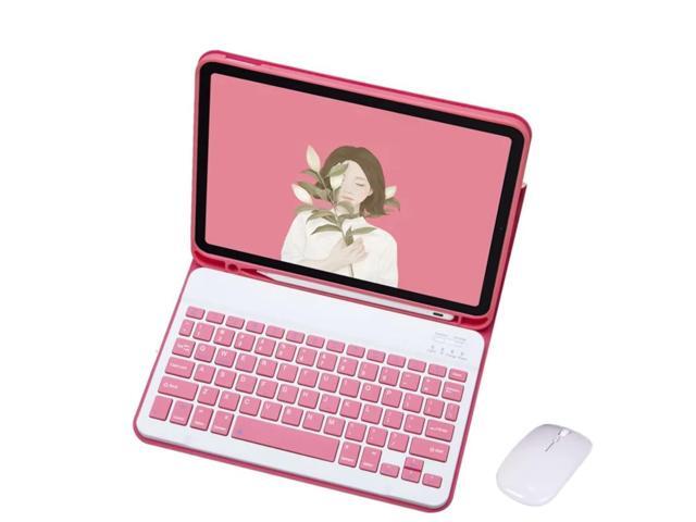 Detachable Wireless Bluetooth English Keyboard & Mouse Folio Case, Ultra-Slim Protective Cover with Pencil Holder and Adjustable Stand for 11-inch...