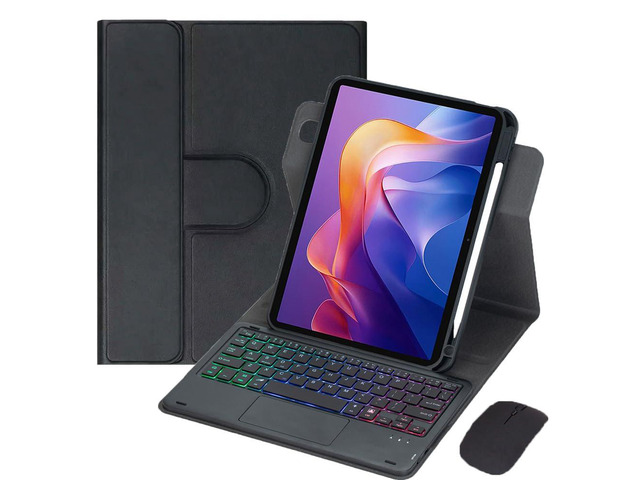 Detachable Rechargeable Rainbow Backlit Trackpad Keyboard Case with Pencil Slot & 360° Rotatable Horizontal/Vertical Stand for 11 Inch 2025 Xiaomi...