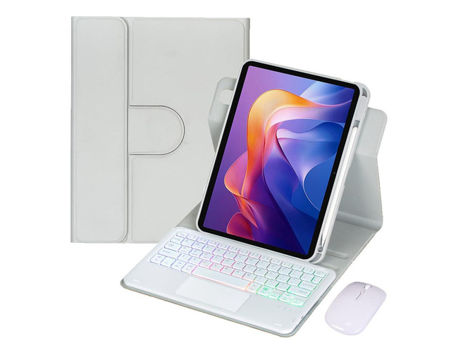Detachable Rechargeable Rainbow Backlit Trackpad Keyboard Case with Pencil Slot & 360° Rotatable Horizontal/Vertical Stand for 11 Inch 2025 Xiaomi...
