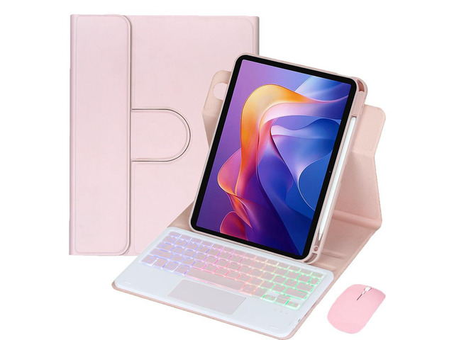 Detachable Rechargeable Rainbow Backlit Trackpad Keyboard Case with Pencil Slot & 360° Rotatable Horizontal/Vertical Stand for 11 Inch 2025 Xiaomi...