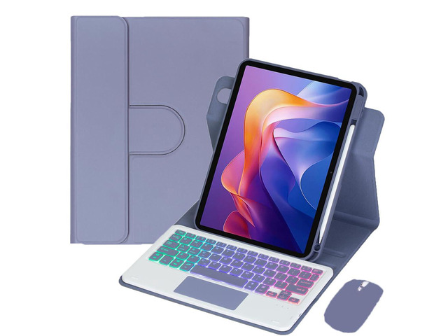 Detachable Rechargeable Rainbow Backlit Trackpad Keyboard Case with Pencil Slot & 360° Rotatable Horizontal/Vertical Stand for 11 Inch 2025 Xiaomi...