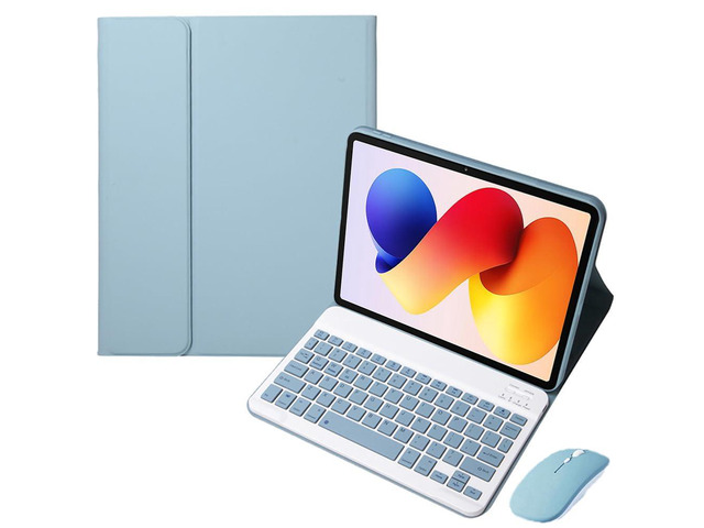 Detachable Rechargeable Bluetooth Wireless Keyboard Stand Case with US English Layout for 12.1-inch 2025 Xiaomi Redmi Pad 2 Pro, Misty Blue
