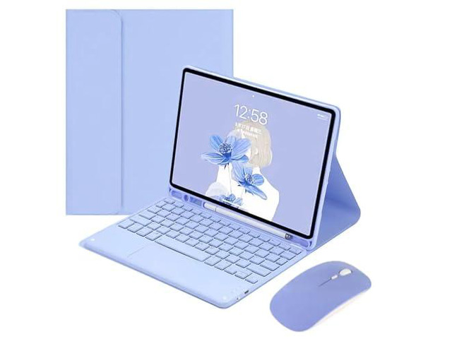 Detachable Wireless English Touchpad Keyboard & Mouse Folio Case with Pencil Holder & Adjustable Stand for Samsung Galaxy Tab A9+ / A9 Plus 11 Inch...