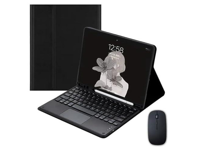 Detachable Wireless English Touchpad Keyboard & Mouse Folio Case with Pencil Holder & Adjustable Stand for Samsung Galaxy Tab A9+ / A9 Plus 11 Inch...