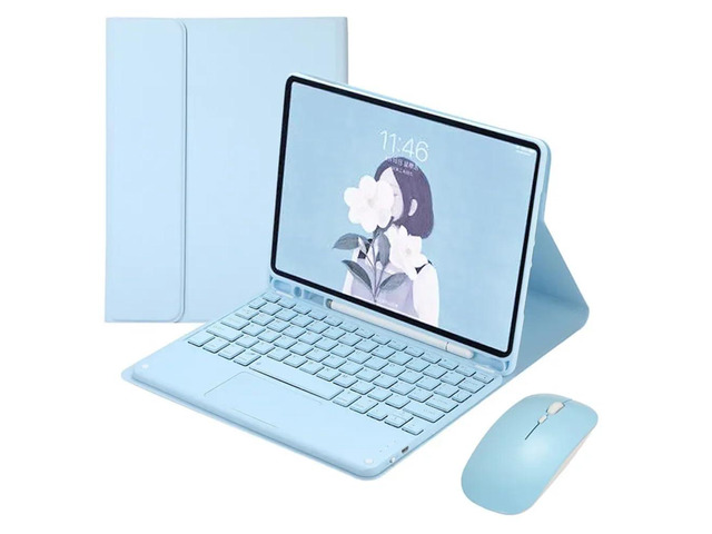 Detachable Wireless English Touchpad Keyboard & Mouse Folio Case with Pencil Holder & Adjustable Stand for Samsung Galaxy Tab A9+ / A9 Plus 11 Inch...